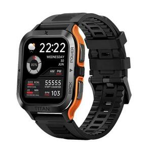 Smartwatch Maxcom FW67 Titan PRO, Bluetooth, Ecran IPS LCD 1.85inch, Monitorizare ritm cardiac, Puls, Oxigen din sange (Negru/Portocaliu) imagine