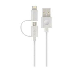 Cablu Date si Incarcare USB-A - Lightning / microUSB Forever MFi, 18W, 1m, Alb imagine