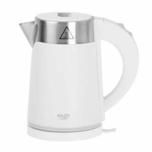 Fierbator de apa Adler AD 1372w, 0.6 l, 800 W, Inox, Baza rotativa 360, Perete dublu (Alb) imagine