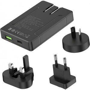 Incarcator Retea Budi, 65W, 3A, 1 x USB-A - 1 x USB-C (Negru) imagine