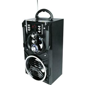 Boxa Karaoke Portabila Media-Tech Partybox BT, Radio FM, MP3 Player, 18W RMS, cu Subwoofer, Incinta Lemn, USB + SD, Telecomanda, Antena (Negru) imagine