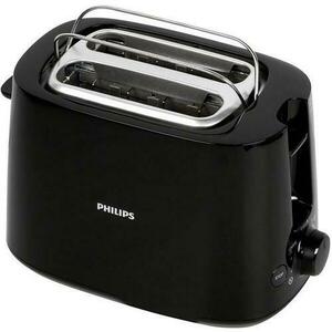 Prajitor de paine Philips HD2581/90, 750 W, 2 felii, 8 setari rumenire, Grill, Functie reincalzire si dezghetare, Negru imagine