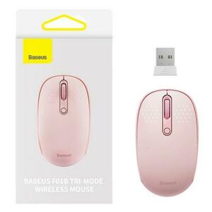 Mouse Wireless Baseus F01B Tri-Mode, 1600 DPI, Bluetooth / Wi-Fi (Roz) imagine