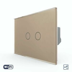 Intrerupator Dublu Cap Scara / Cruce Wi-Fi cu Touch LIVOLO, standard italian – Serie Noua (Auriu) imagine