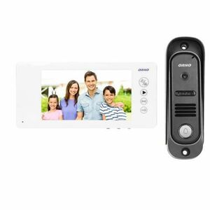 Videointerfon pentru o familie ARCUS ORNO OR-VID-JS-1053/W, color, monitor ultra-plat LCD 7inch, control automat al portilor, 9 sonerii, infrarosu, deschidere cu ajutorul etichetelor de proximitate, alb/negru imagine