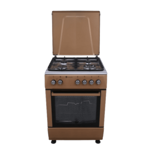 Aragaz Studio Casa Peony Cappuccino Cream 4G PEONY4G60/60CAPPUCCINOCREAM, Gaz, 3 Arzatoare + 1 Wok, Grill, Aprindere electrica, Siguranta (Maro/Inox) imagine