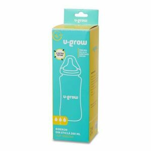 Biberon din sticla, U-Grow, 260 ml, cu 2 tetine extra imagine