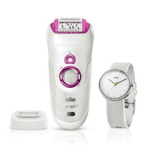 Epilator Braun SE7-521GS + ceas Braun, 40 de pensete, 2 viteze (Alb) imagine