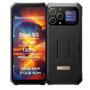 Telefon Mobil Blackview BL8000, Procesor Mediatek Dimensity 7050, IPS LCD Capacitive touchscreen 6.78inch, 12GB RAM, 512GB Flash, Camera Tripla 50+8+2MP, Wi-Fi, 5G, Dual Sim, Android (Negru/Auriu) imagine