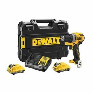 Masina de gaurit si insurubat DeWalt DCD701D2-QW, 2 acumulatori Li-Ion, 12 V, 2.0 Ah, 1500 rpm, 57 Nm incarcator, valiza (Galben/Negru) imagine