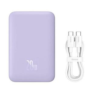 Acumulator extern Baseus Magnetic Mini Wireless, 10.000 mAh, Incarcare rapida, 20W, cablu USB-C inclus (Violet) imagine