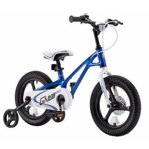 Bicicleta Copii RoyalBaby G1601C Galaxy, roti 16inch, cadru magneziu, frana pe disc (Albastru/Alb) imagine