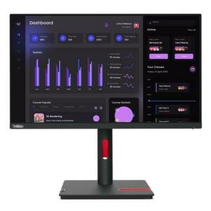 Monitor IPS LED Lenovo 23.8inch T24i-30, Full HD (1920 x 1080), VGA, HDMI, DisplayPort, Pivot, 4 ms (Negru) imagine