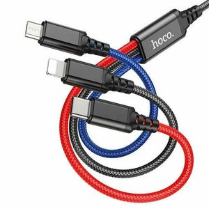 Cablu Incarcare USB-A - Lightning / microUSB / USB-C HOCO X76, 18W, 1m, Multicolor imagine