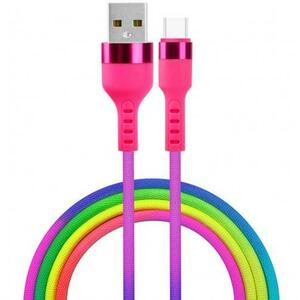 Cablu Date si Incarcare USB-A - USB-C Setty KNA-C-1.22.113, 18W, 1.2m, Multicolor imagine