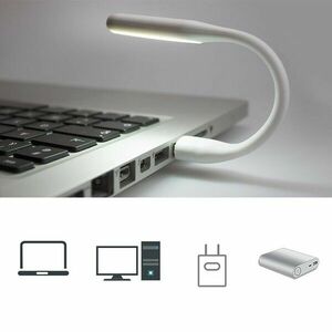 Mini lampa LED portabila, brat flexibil, alimentare USB, alba imagine