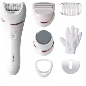 Epilator umed si uscat Philips Seria 8000 BRE730/10, 7 accesorii, 32 pensete, utilizare fara fir, 2 setari viteza, opti-light, discuri ceramice, Argintiu imagine