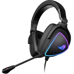 Casti gaming ASUS ROG Delta S, RGB, Hi-Res ESS Quad-DAC 9281, microfon AI pentru anularea zgomotului, difuzoare ASUS Essence 50mm, multiplatforma, USB-C/USB 2.0, pliabile, Negru imagine