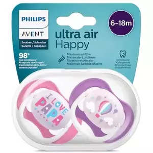 Set 2 suzete Philips Avent SCF080/04 Ultra Air, 6-18 luni, Roz/Mov imagine