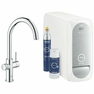 Baterie de bucatarie cu sistem de filtrare, racire si acidulare apa, cu pipa C, crom, Grohe Blue Home New imagine