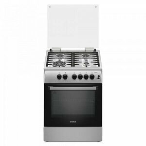 Aragaz Samus SM664XPGS, 4 Arzatoare, 1 Wok, Gaz, Cuptor Gaz, Aprindere electrica, Timer, Grill, Inox/Argintiu imagine