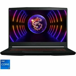 Laptop Gaming 15.6'' Thin GF63 12UCX, FHD 144Hz, Procesor Intel® Core™ i7-12650H (24M Cache, up to 4.70 GHz), 16GB DDR4, 512GB SSD, GeForce RTX 2050 4GB, Free DOS, Black imagine