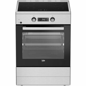 Aragaz Beko FSM69301SXT, Electric, 4 zone de gatit, Booster, SteamShine Cleaning, Gatire asistata de abur, Rafturi telescopice, Timer, Clasa A, 60 cm, Inox imagine