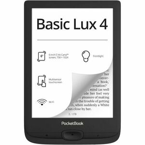 eBook Reader PocketBook Basic Lux 4 PB618, ecran tactil 6.0 E Ink Carta™ HD, 212dpi, 8GB+slot microSD, iluminare frontala, WiFi, Negru imagine