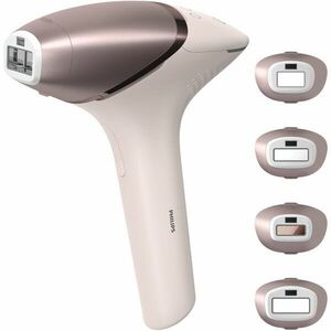 Epilator IPL Philips Lumea Seria 9900 BRI977/00, Senzor Smartskin, tehnologie SenseIQ, conectare la aplicatie cu functii Skin AI, utilizare cu sau fara fir, 450.000 impusuri, accesoriu fata, corp, axila si inghinal, Roz pudra imagine