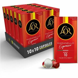 Set 10 X Capsule cafea L’OR Passione Rossa Collection, Espresso Maranello, intensitate 10, compatibile Nespresso®* Original, 100 capsule aluminiu, 520 g imagine