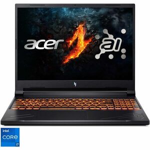 Laptop Gaming Acer Nitro V16 ANV16-71-7180 cu procesor Intel® Core™ i7-14650HX pana la 5.2GHz, 16'', WUXGA, IPS, 165Hz, 16GB RAM DDR5, 1TB SSD, NVIDIA® GeForce RTX™ 4060 8GB GDDR6, No OS, Obsidian Black imagine