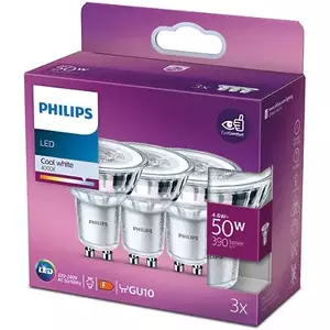 Pachet 3 becuri LED spot Classic, GU10, 4.6W (50W), 390 lm, lumina alba rece (4000K) imagine