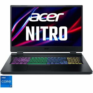 Laptop Gaming Acer Nitro 5 AN517-55 cu procesor Intel® Core™ i7-12700H pana la 4.70 GHz, 17.3 Full HD, IPS, 144Hz, 16GB, 1TB SSD, NVIDIA® GeForce RTX™ 3070 Ti 8GB GDDR6, No OS, Black imagine