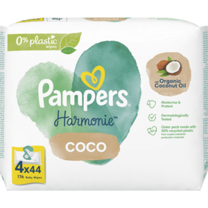 Servetele umede Pampers Harmonie Coco, 4 pachete x 44, 176 buc imagine