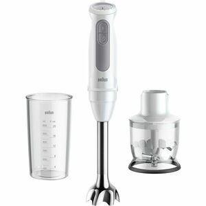 Mixer vertical Braun MQ50201M, 1000 W, 21 trepte viteza, Functie Turbo, Tocator 350 ml, Pahar gradat 600 ml, Alb/Gri imagine