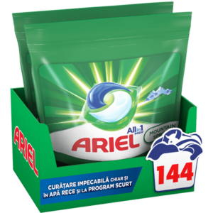 Detergent de rufe capsule Ariel All in One PODS Mountain Spring, 2x72 buc, 144 spalari imagine