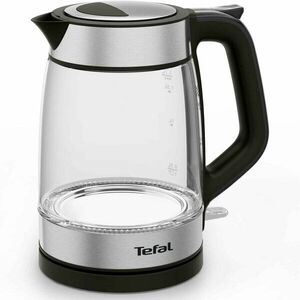 Fierbator Tefal Glass KI605830, 2200W, capacitate 1.7L, gradat, indicator luminos, depozitare cablu, baza rotativa 360°, filtru calcar detasabil, argintiu & negru imagine