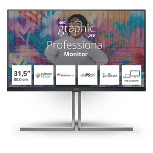 Monitor LED AOC U32U3CV 31.5" 4K Ultra HD 60Hz HDMI DP Black imagine