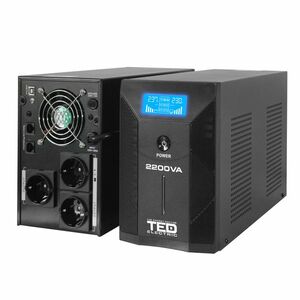 UPS TED 2200VA/1250W cu Stabilizator si Management, display LCD, 3x Schuko si 4x Acumulator 12V 7Ah imagine