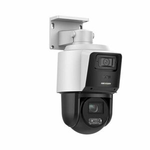 Camera supraveghere rotativa IP Speed Dome PTZ Hikvision TandemVu DS-2SE3C404MWG-E/14, 4MP + 4 MP, 2.8 mm / 2.8 - 12 mm, IR/lumina alba 30 m, IR PTZ 40 m, zoom optic 4x, slot card, suporta detectie om/vehicul, PoE+, vizualizare de pe telefon imagine