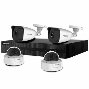 Sistem supraveghere IP mixt basic Hikvision Hiwatch HW-IP-4MXTIR30-4MP, 4 camere, 4 MP, IR 30 m, 2.8 mm, PoE imagine