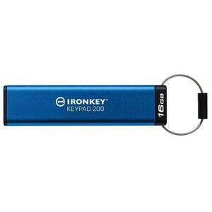 Stick USB Kingston Ironkey Keypad 200, 16GB, USB 3.2 (Albastru) imagine