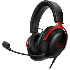 Casti Gaming HyperX Cloud III, DTS Headphone: X Spatial Audio, drivere 53mm, microfon detasabil cu metal mesh, noise cancelling si indicator LED, jack 3, 5mm, USB-C, USB-A, cupe cu spuma cu memorie, multiplatforma (Negru/Rosu) imagine