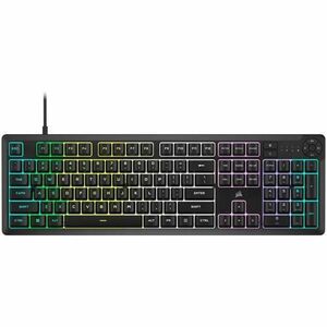 Tastatura gaming Corsair K55 CORE iCUE, rubberdome, ten-zone RGB, four dedicated media keys, responsive switches, 300ml spill resistance (Negru) imagine