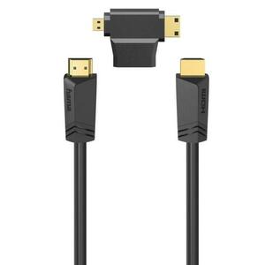 Cablu Hama 205162, HDMI - HDMI, Ethernet, 4k, 1.5 m + Adaptor HDMI (Negru) imagine