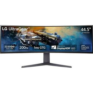 Monitor Gaming VA LED LG 44.5inch 45GR65DC-B, DQHD (5120 x 1440), HDMI, DisplayPort, Ecran curbat, 200 Hz, 1 ms (Negru) imagine