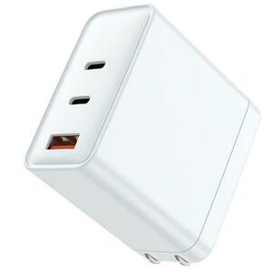 Incarcator Retea Lemontti GaN 2x Type-C si 1x USB-A, 65W, Fast Charge, EU Plug, Alb imagine