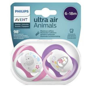 Set 2 suzete ortodontice Philips-Avent SCF080/08, Ultra Air, 6-18 Luni (Mov/Roz) imagine