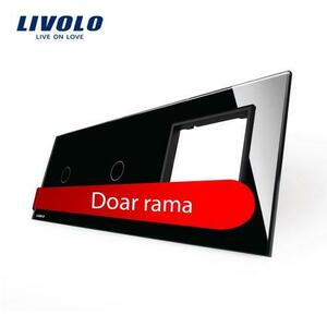 Panou 2 intrerupatoare simple cu touch si priza Livolo din sticla (Negru) imagine