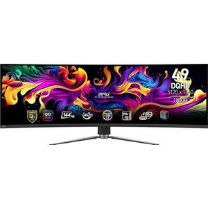 Monitor Gaming QD-OLED MSI MPG 49inch 491CQP QD-OLED, DQHD (5120 x 1440), HDMI, DisplayPort, Ecran curbat, 144 Hz, 0.03 ms (Negru) imagine